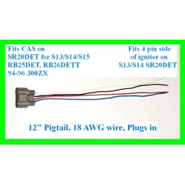 Custom fits 240SX SR20DET CAS Crank Angle Sensor Pigtail Connector Plug RB25 RB26 VG30