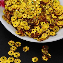 Round Sequins for Sewing, 2800 Gold Sequins for Sewing, DIY Crafts, Diameter 6 mm, 30 g Bag Sequins for Sewing, Gluing, Sewing, Art, DIY, Jewellery Crafts