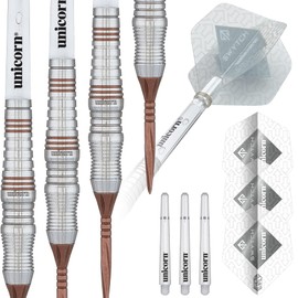 Unicorn Steel Tip Darts Set | Swytch | 80% Natural Tungsten Barrels with Rosso Accents & Rosso Volute Converta Points | 21 g