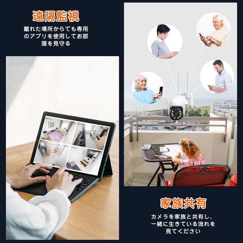 YESKAMOO Security Camera, Outdoor, Wireless, 360° Omnidirectional Surveillance, Ptz Camera
