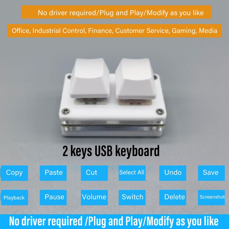 2 Key Gaming Keyboard Custom DIY Red Shaft Mini Mechanical