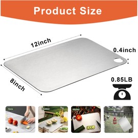 Titanium Cutting Boards for Kitchen - 2025 New Upgrade 100% Pure Titanium Chopping Board Non Toxic, Double Sided Dishwasher Safe, Hygienic Durable Metal Cutting Board for Meat & Vegetables (Small)