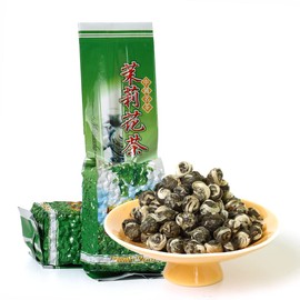 GOARTEA 2Pcs 250g / Total 17.6oz Nonpareil Supreme Jasmine Pearls Tea Jasmine Tea Loose Leaf Jasmine Green Tea Chinese Jasmine Dragon Pearls Tea