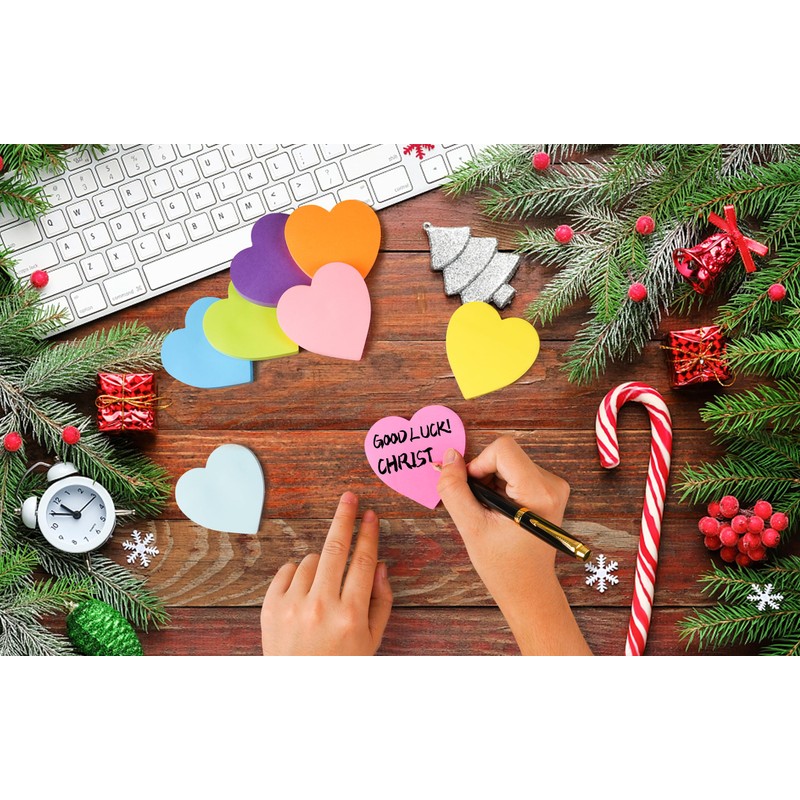 Heart Sticky Notes 3x3 in, 8 Pads, Super Cute Bright