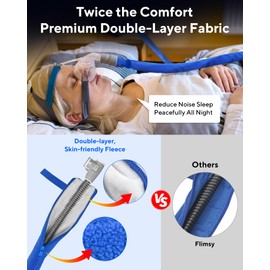 Meunmro 6.5ft Cpap Hose Cover for Heated Tubing, Double-Sided Thickened Cpap Tube Cover Compatible with Resmed Airsense Climatelineair 10&11 Tubes, Cat Proof Cpap Sleeve for Tube Full Zipper (Blue)