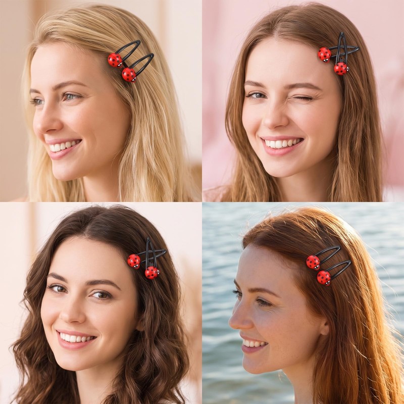 24Pcs Ladybug Hair Clips, Cute Lady Bug Snap Barrette for