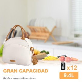 Bolsa del Almuerzo,Lonchera térmica para mujer y hombre，Bolsa de almuerzo con aislamiento de gran capacidad tela Oxford A Prueba de Goteo, Lonchera termica,Adecuado para picnic,oficina,viajes.(beige)