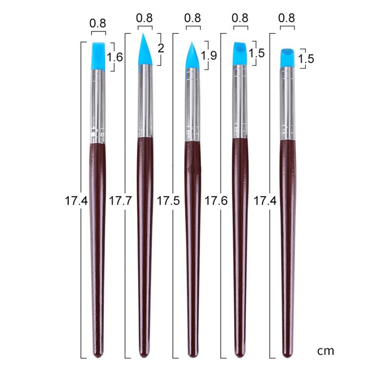 Silicone Clay Sculpting Tool 5PCS Rubber Tip Silicone Brushes Pottery