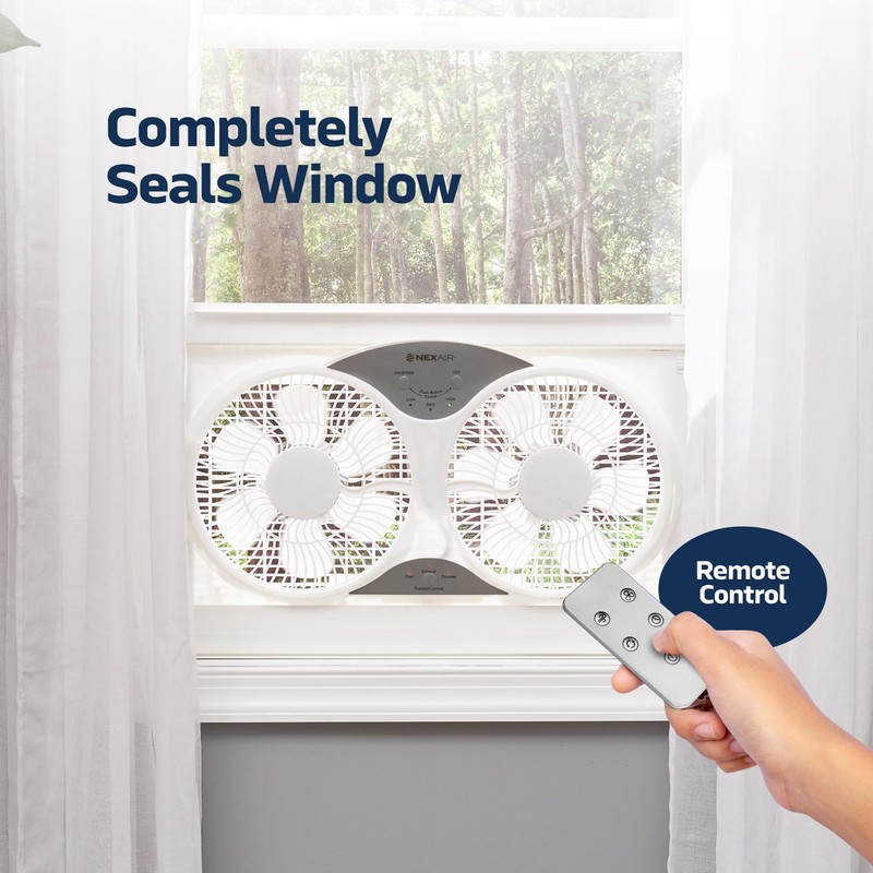 Nexair 9" Twin Window fan with Remote Control, 3 Speed