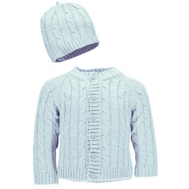 Baby Dove Cárdigan y gorro de punto trenzado para recién nacido, juego de regalo para bebé, Azul / Patchwork, 6-9 meses