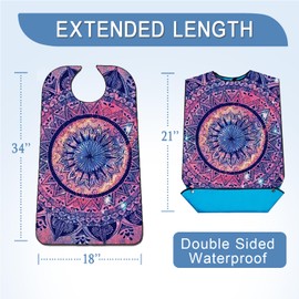 EpoBob 3 Pack Adult Bibs with Crumb Catcher, Washable and Adjustable Adult Bibs for Women Elderly Seniors Elegant Pattern