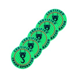 Certified Crane Operator Retro Reflective Hard Hat Safety Stickers 5 pk 2” Inch Waterproof Adhesive Very Sticky Book Construction Training Round