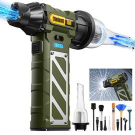 Kocyare Compressed Air Duster,Infinitely Variable Speed，130000RPM Electric Jet Dry Blower with Safety Hammer,Cordless Rechargeable Air Duster for Cleaning PCs/Keyboards/Car Washing (Green)