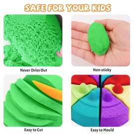 NiToy 2.2Lbs Play Sand, Never Dries Out-Fun for 3 Years and up Kids Bulk Refill for Sensory Sand Box Toys, Ideal for Shaping, Squeezing and Molding(Green)