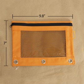 BAZIC Pencil Pouch 3 Ring Binder Pouch, Rivet Enforced Ring Hole, Mesh Window Zipper Case, Pastel Blue, 2-Pack