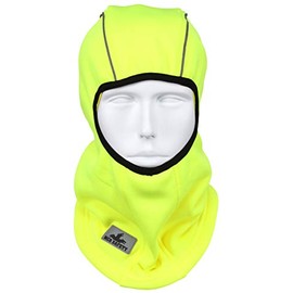 MCR Safety 250-Gram Polyester Fleece Balaclava Face Mask, Reflective Binding, Cold Weather Winter Face Protection, High-Visibility Lime
