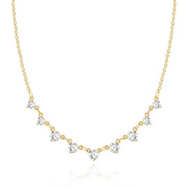 KissYan Station Necklace for Women, 14K White Gold Plated Cubic Zirconia Simulated Diamond Pearl Moon and Stars Choker Rose Gold Filled BTY Necklaces Best Fashion Chic Jewelry Gifts