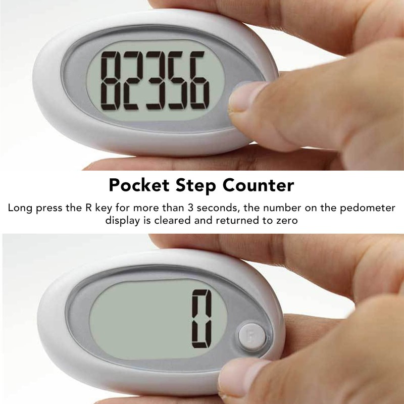 3D Pedometer Simple Step Counter with Clip Lanyard Accurate Quiet