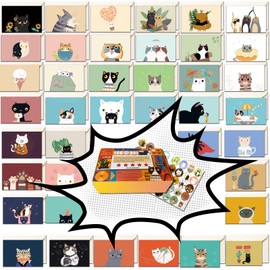 40 Greeting Cards, Blank Thank You Cards With Envelopes & Stickers-Cute Cat Bulk Note Cards Stationery Box Set For All Occasions Birthday Thank You Wedding and More.Cat greeting cards (Huge Variety)