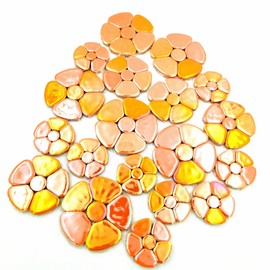 500g Random Iridescent Flower Ceramic Mosaic Tiles for DIY Crafts,3 Size Flowers Mosaic Pieces for Artwork,Photo Frames,Cups,Flower Pots,Fish Tank,Vases,Make Stepping Stones (Orange)