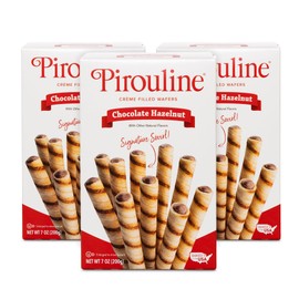 Pirouline Rolled Wafers – Chocolate Hazelnut – Rolled Wafer Sticks, Crème Filled Wafers, Rolled Cookies for Coffee, Tea, Ice Cream, Snacks, Parties, Gifts, and More – 7oz carton 3pk