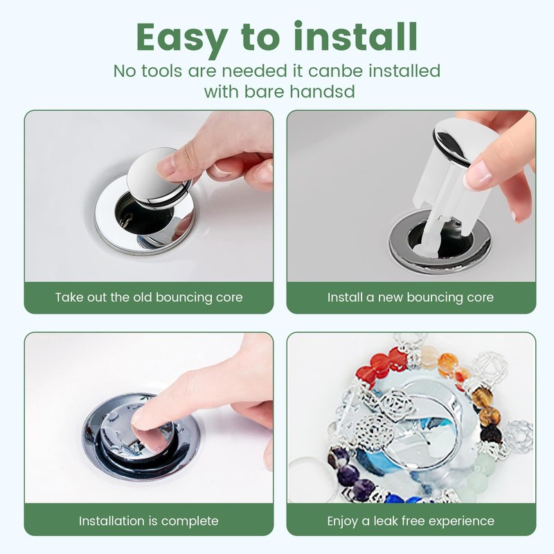 kurkip Universal Sink Plug 40 mm Chrome Drain Plug -