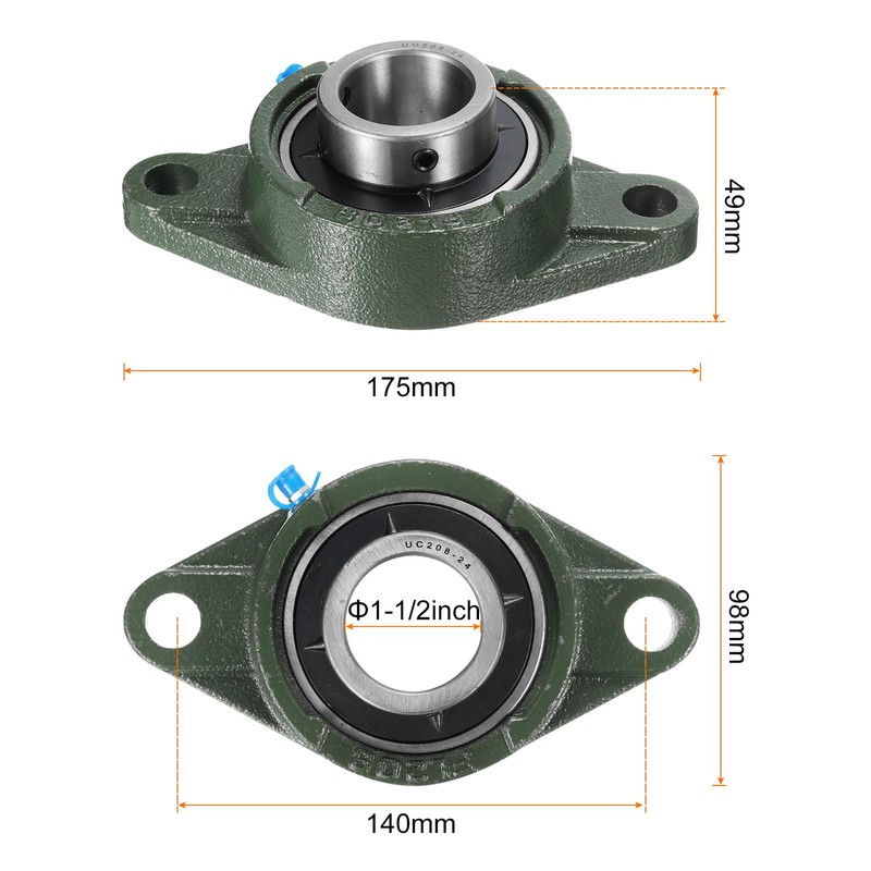 uxcell 2pcs UCFL208-24 Pillow Block Bearings 1-1/2 inch Bore Self