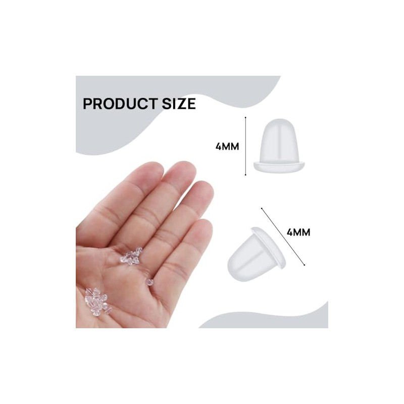 KAKULO Earring Backs 1200 PCS Clear Ear Back Pads for