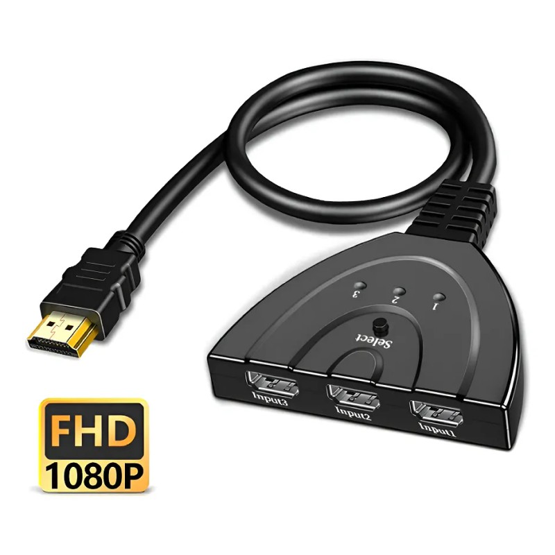 Apich Switch Selector 3 Puertos 1 Salida Hdmi 1080p 50cm
