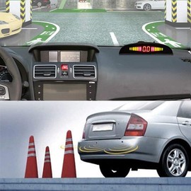 TOTMOX Car Reverse Parking Radar System 8 Reversing Sensors Kit with Front and Rear Alarm Buzzer Reminder LED Display Safe Driving, Car Parking Sensor, Red