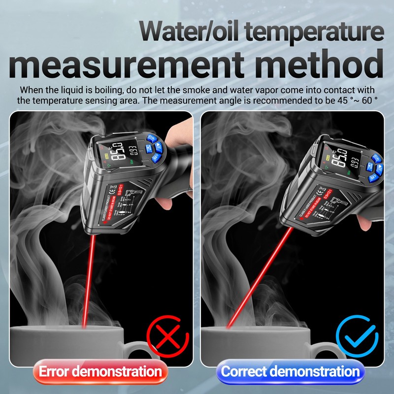 Infrared Laser Thermometer High Low Temperature Alarm High Accuracy Non