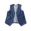 Peaceglad Womens Casual Jean Vest V Neck Open Front Button