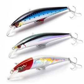 3 Pcs Large Fishing Lures Jigs Proven Explosive Color Special Minnow Swimbait Vibrating Jigging Freshwater Saltwater Fishing Lures with Hook Fishing Tackle for Trout Bass Salmon