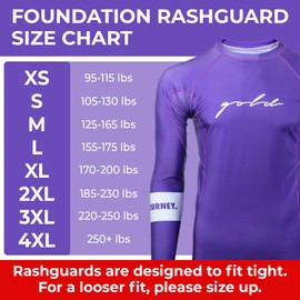Gold BJJ Foundation Rash Guard - Ranked No-Gi and Gi Jiu Jitsu Rashguard (Long Sleeve, Purple, 4XL)