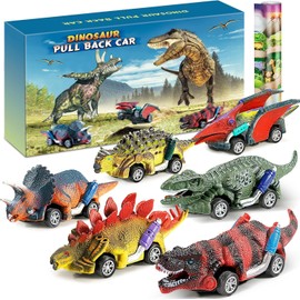 Jojoin Dinosaur Toy - 6 Pieces Car Dino Toy with Play Mat - Car Dinosaur Toy from 2 3 4 Years Children's Toy from 2 3 Years Boys Girls Gifts Toy Car Children