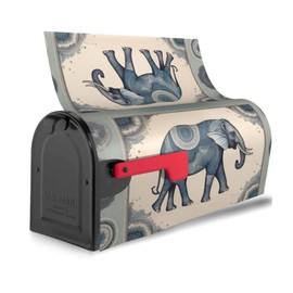 YYHWHJDE letterbox Cover Waterproof Oxford Cloth Accommodates Standard Size or Large Size mailboxes Stylish Boho Map Elephant Pattern 25.5x21 in