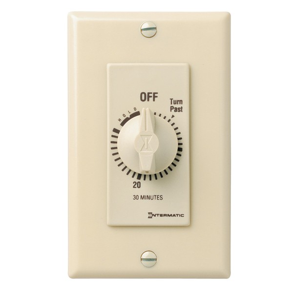 Intermatic FD30MH 30-Minute Spring-Loaded Automatic Shut-off In-Wall Timer for Fans and Lights, Ivory