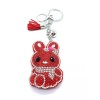 Unbranded Bling Red Bunny Diamond Keychain Glitter Silver Tassel Charm
