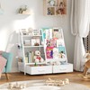 MAHANCRIS Kids Bookshelf and Toy Storage,3-Tier Sling Bookcase with 2
