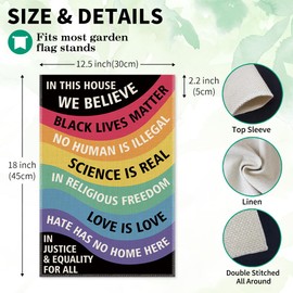 LAGZDFC In This House We Believe Garden Flag, Double Sided Farmhouse Lawn Indoor Outdoor Decor Yard Flags Gifts, Hate Has No Home Here Flags, Equality Ally Yard Flag Gifts, Justice & Equality Banner