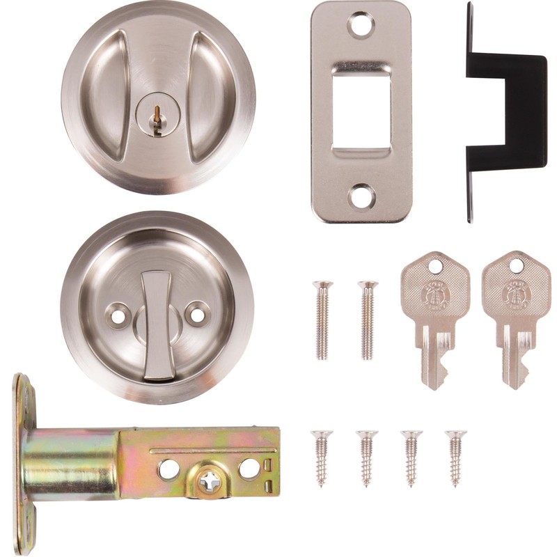 Stone Harbor Hardware Round Pocket Door Lock, Entry Function, 2-3/8"