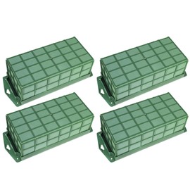 Green Floral Foam Cage Flower Holder with Floral Foam for Fresh Flowers Cage Bowl for Rectangle Table Centerpiece Floral Set (4)