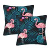 Jbofyee Tropical Leaves Flamingo and Flowers Throw Pillow Cover 18x18