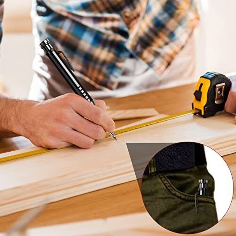 2pcs Construction Pencils with Sharpener, Solid Pencil with 32pcs Woodworking