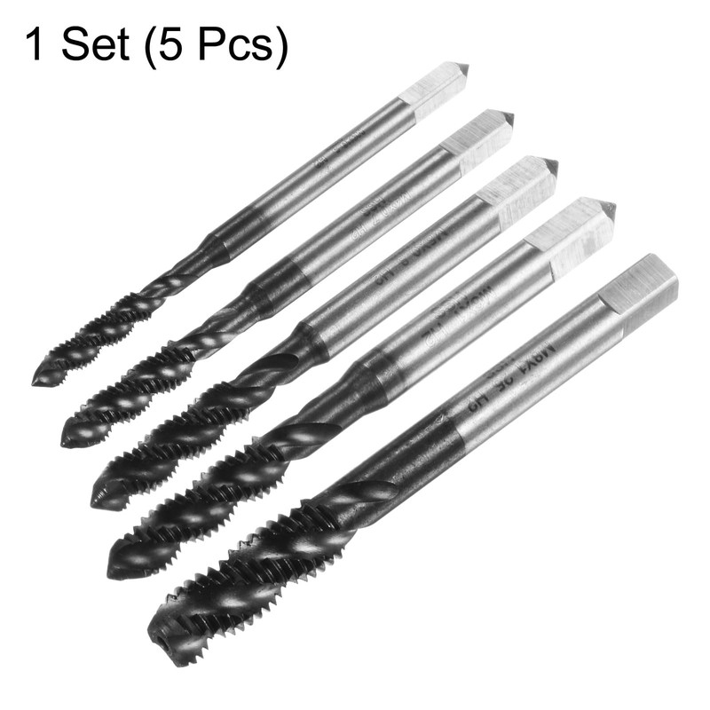 sourcing map 5pcs Metric Spiral Flute Tap Set M3 M4