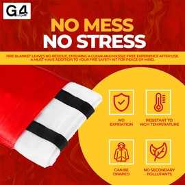 G4GADGET Fire Blanket for Kitchen, 40" x 40" – Emergency Fire Suppression Blanket, Heat Resistant, Ideal for Home, Car, and Camping – Meets British Standards