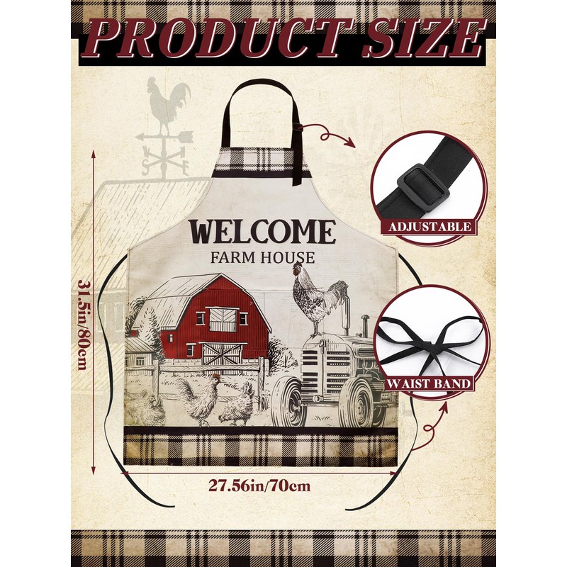 Bencailor 6 Pcs Kitchen Aprons Waterproof Aprons Adjustable Baking Cooking