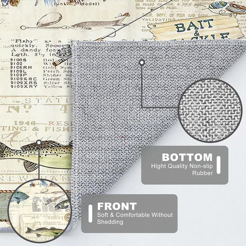 Fishing Rug for Entryway Door Mat 2x3 Cabin Modern Area