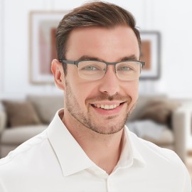 EYECEDAR 5-Pack Reading Glasses for Men Rectangular Metal Half-Frame Spring Hinges with Sun Readers Glasses Mens Readers 3.0