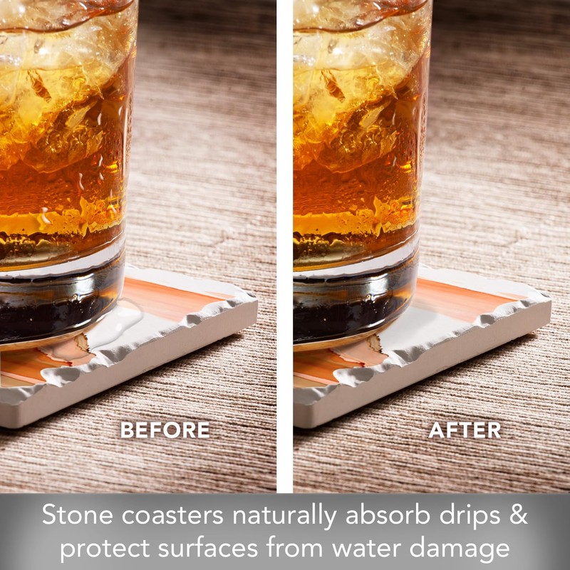 Thirstystone Desertscape 4-Pack Tumbled Tile Stone Coasters with Protective Cork